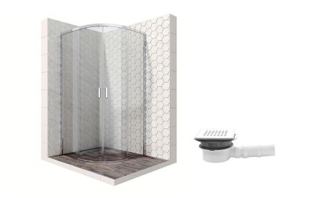 Душевой уголок Ambassador Queen 11011102-MA1, полукруглый, точечный трап, 100х100, артикул 11011102-MA1