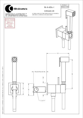 Graffio, комплект квадратного гигиенического душа с прогрессивным картриджем и ограничителем, цвет хром, артикул KSPAQ101-09/CR