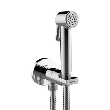 BOSSINI (PALOMA BRASS) Комплект гигиенический: лейка с клапаном подачи воды, монокомандный смеситель, шланг Cromolux 1250 мм, хром (030), артикул E34007B.030