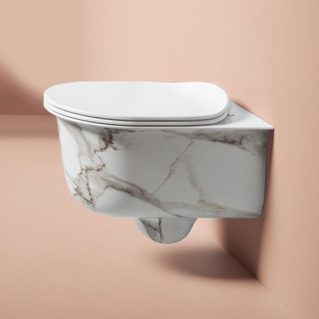 Artceram CHIC Унитаз подвесной  безободковый 38х53 см, с крепеж., отделка calacatta