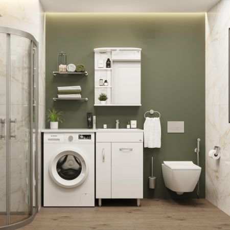 Шкаф-зеркало Onika Карина 55 белый, правый, с подсветкой, артикул 205513