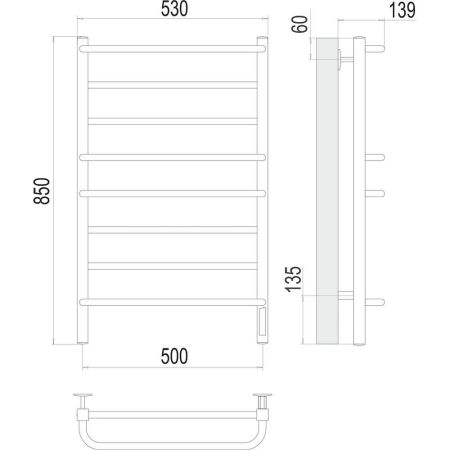 Полотенцесушитель электрический Terminus Евромикс квадро П8 50х85, артикул 4670078531254