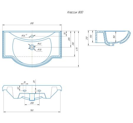Раковина Kirovit Классик, 80 см, артикул Классик 80