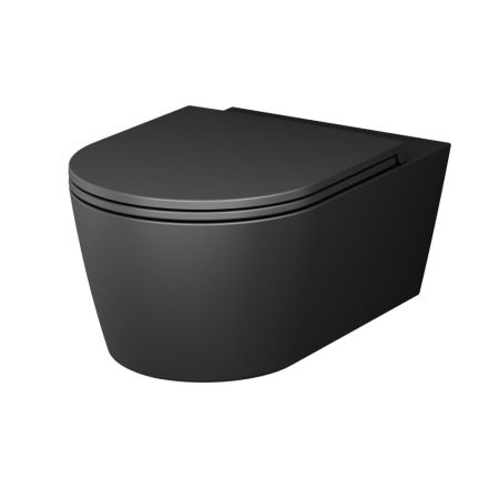 C8F1701MBSC Func подвесной унитаз 54 см FlashClean с сиденьем микролифт, черн мат, артикул C8F1701MBSC