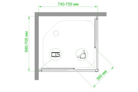 Душевой уголок Royal Bath RB HPD-C 75х70х200 (матовое), артикул RB7075HPD-C
