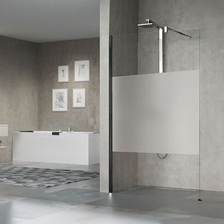 NOVELLINI GIADA H Душевое ограждение 1370-1385х2050 мм., с свободным входом, с настенным кронштейном, стекло прозрачное, профиль черный матовый, артикул GIADAH140-1H