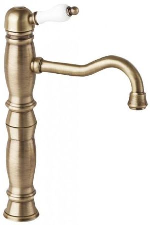 Смеситель Высокий Для Накладной Раковины Venezia-3 Бронза (ручка Белая) Opadiris, артикул 