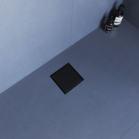 Душевой трап RGW SDR-10 квадратный, черный, металлическая крышка, горизонтальный слив, артикул 79211000-04