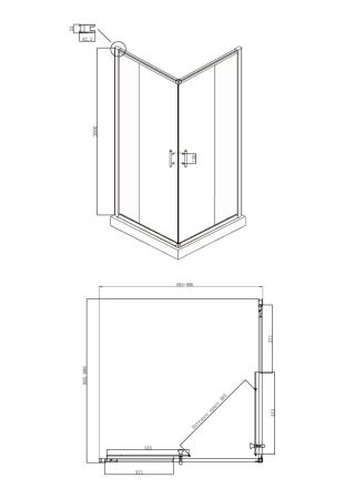 Душевой уголок Ambassador Kingston 14011103-ST18, квадратный, угловой трап, 100х100, артикул 14011103-ST18