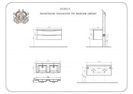 Мебель для ванной комнаты  BELBAGNO ANCONA-N-1200-2C-SO-2, артикул ANCONA-N-1200-2C-SO-2-WO