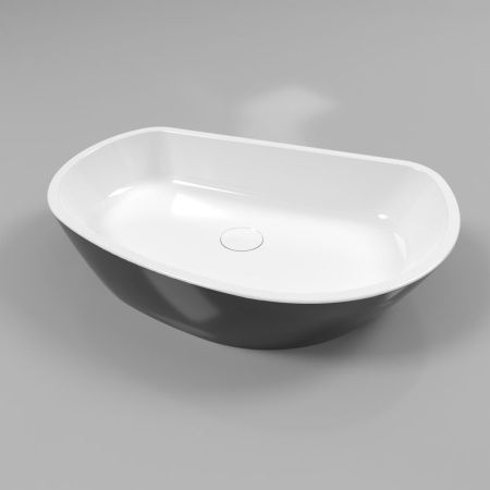 Умывальник WHITECROSS Ametrine 60x37 (черный/белый глянец) иск. камень Умывальник WHITECROSS Ametrine 60x37 (черный/белый глянец) иск. камень
