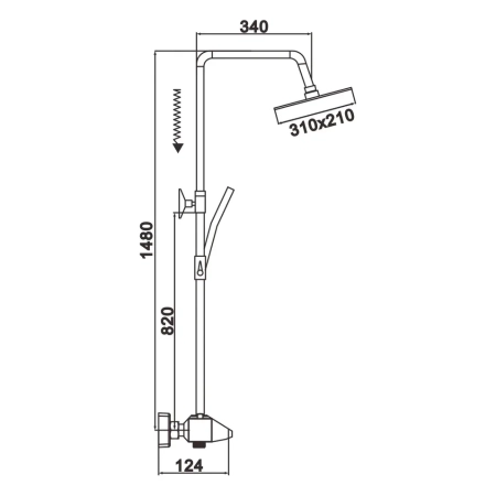 Душевая система с термостатом Rose R3736H, черный, артикул R3736H