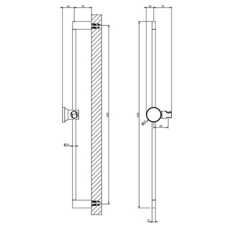 GESSI ORIGINI Штанга для душа 835 мм., цвет Brushed Brass PVD