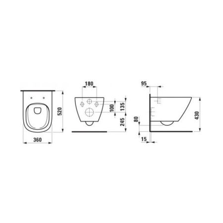 LAUFEN Lua Унитаз безободковый подвесной 520*360 мм, цвет белый глянец, артикул 8.2008.0.000.000.1