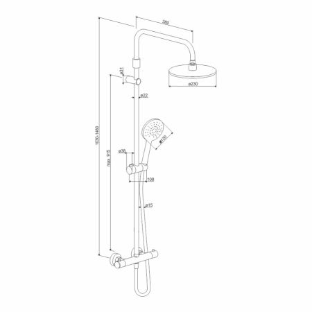 977800000 Jupiter душевая система с душевым ТМС смесителем, хром