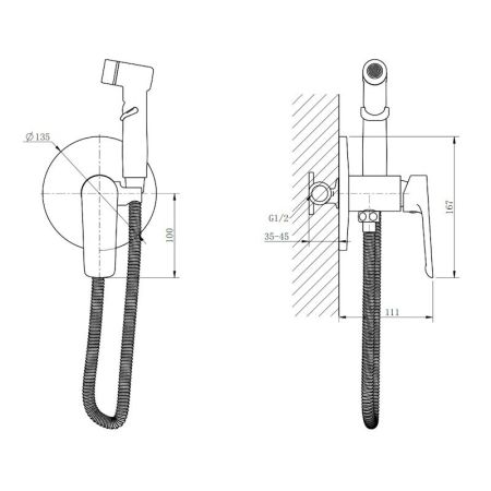 Гигиенический душ со смесителем встраиваемый ESKO SMHLG, хром
