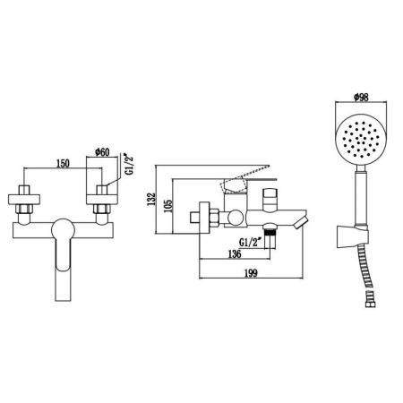 Смеситель для ванны Fmark FS8204H, черный