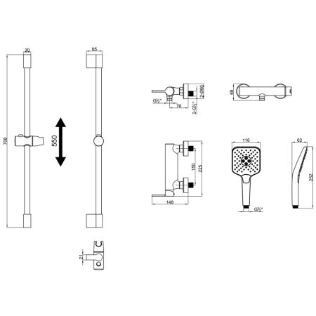 Смеситель Lemark Valday для душа (LMF-8124B-BL), артикул LMF-8124B-BL