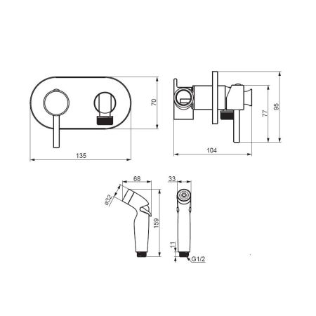 212000000 Option, смеситель монтируемый в стену, с гиг.душем, артикул 212000000