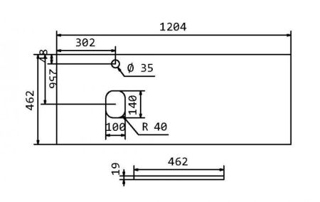 Столешница из МДФ 120, 140, артикул EK-140-2-BO