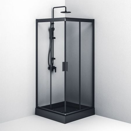 W90G-403-090BT Душевое ограждение Gem Square Slide 90x90 стекло прозрачное, профиль черный матовый,, артикул W90G-403-090BT