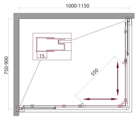 Душевой уголок BelBagno UNIQUE-AH-2-100/115-75/90-M-Cr, артикул UNIQUE-AH-2-100/115-75/90-M-Cr