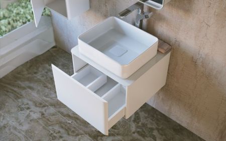 Тумба под раковину Raval Pure 56 подвесная Белая, артикул Pur.01.56/P/W