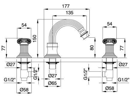 Смеситель для биде CEZARES OLIMP-BBS2