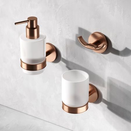 A85A36944 X-Joy, Стеклянный диспенсер для жидкого мыла с настенным держателем, роз. золото, артикул A85A36944