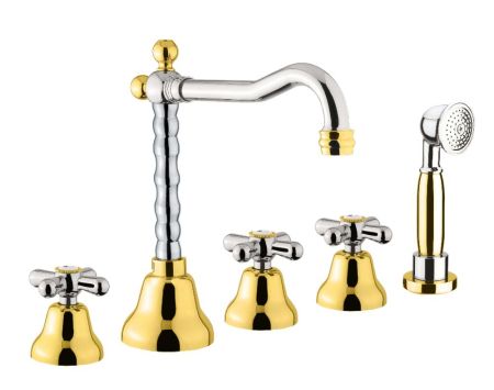 Смеситель на борт ванны Fiore MARGOT 26CO0607, хром/золото, артикул 26CO0607