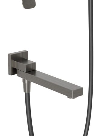 DUE Душевой комплект встраиваемый с изливом (смеситель встраиваемый, верхний душ, ручной душ со шлангом, штуцер с держателем), хром DUE-VDSET-CRM, артикул DUE-VDSET-CRM