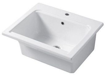 DС Landscape YORKSHIRE, накладная и встраиваемая постирочная раковина 61х51хh28 см, c 1 отверстием, цвет белый глянцевый