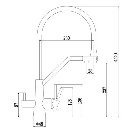 Смеситель для кухни с подключением фильтра воды Fmark FS0662-H, черный