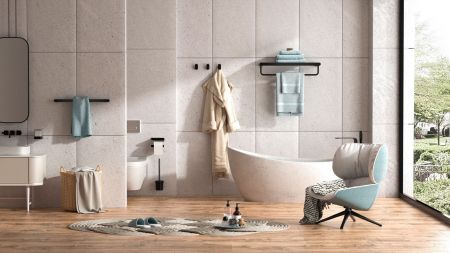 Полотенцедержатель с полкой WONZON & WOGHAND CARBON, Черный (WW-7781)