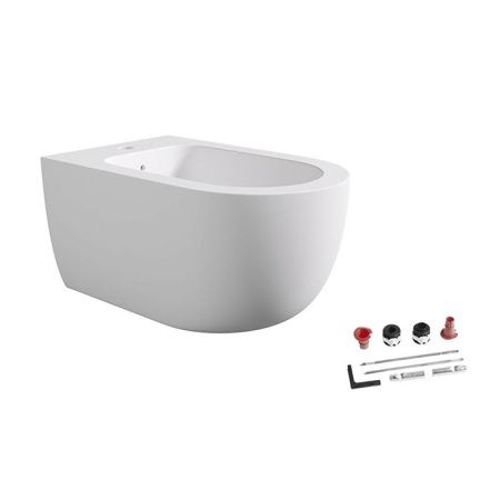 Биде, Alice, Unica, тип установки-подвесной, ширина, мм-350, глубина, мм-550, высота, мм-285, форма чаши-овальная, отверстия для смесителя-1, материал-керамика, вид грязеотталкивающего покрытия-Aliglaze+, крепления в комплекте, без сливного механизма, цве