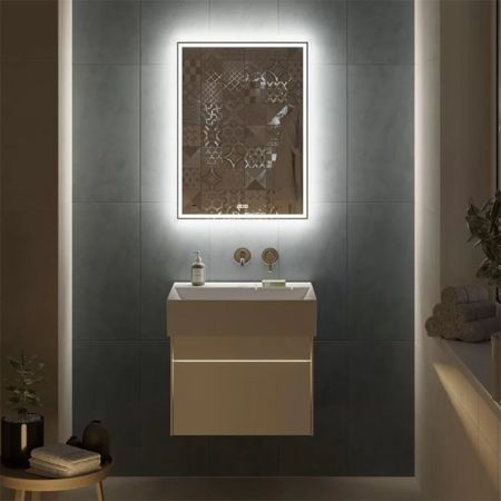 Зеркало TECNO c LED 60 с подсветкой, с функцией антизапотевание, белое глянцевое, артикул TE.mi.60