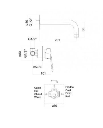 Смеситель для раковины Webert Sax Evolution SE830606560 Черный матовый