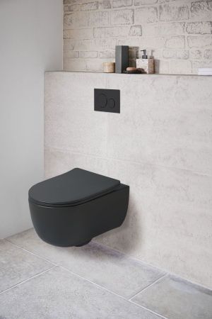 подвесные унитазы Vincea Унитаз подвесной Evo VT1-34SMB безободковый, цвет черный матовый, ультратонкое soft-close сиденье,, артикул VT1-34SMB