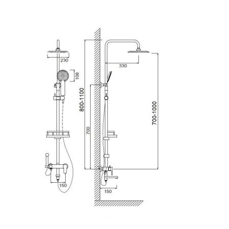 Душевая система Сантаком stOmega 7707, хром, артикул 7707