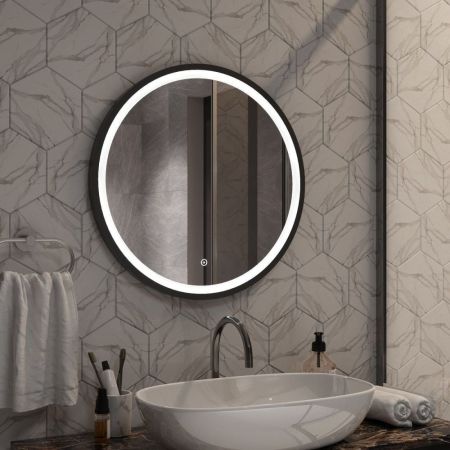 Зеркало с подсветкой ART&MAX Livorno AM-Liv-800-DS-F-Nero, артикул AM-Liv-800-DS-F-Nero