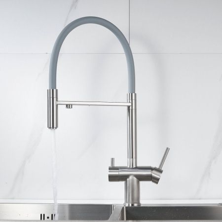 Смеситель для кухни с подключением фильтра Shevanik S178L, сатин