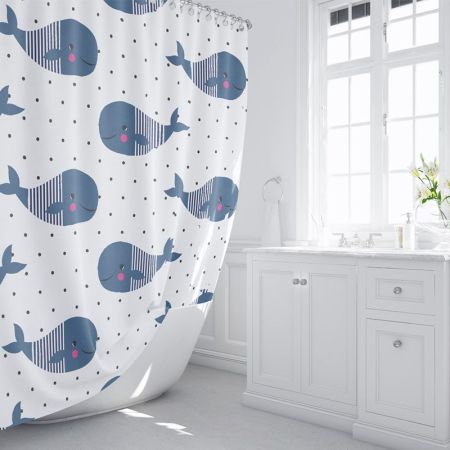 Штора для ванной комнаты FIXSEN DESIGN FX-1508, белый/синий, артикул FX-1508