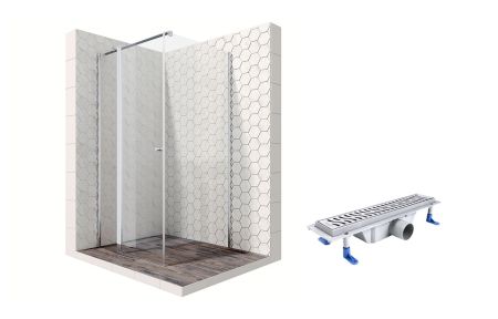 Душевой уголок Ambassador Nord 13011106-ST3, квадратный, линейный трап, 100х100, артикул 13011106-ST3