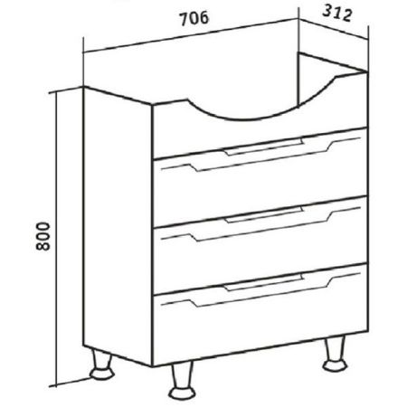 Тумба под раковину Runo Верона 75 4620750025878 Белая