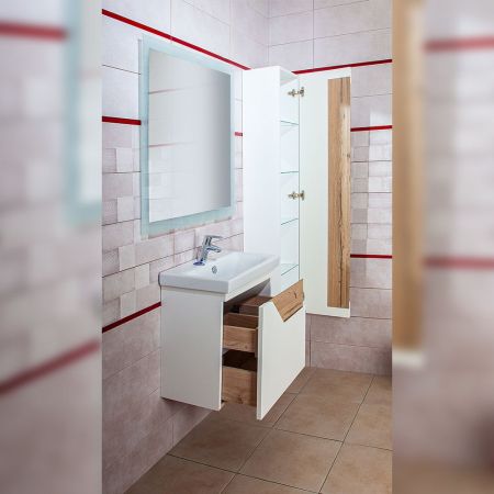 Комплект мебели для ванной Бриклаер БРАЙТОН 60, белый/дуб, артикул БРАЙТОН 60