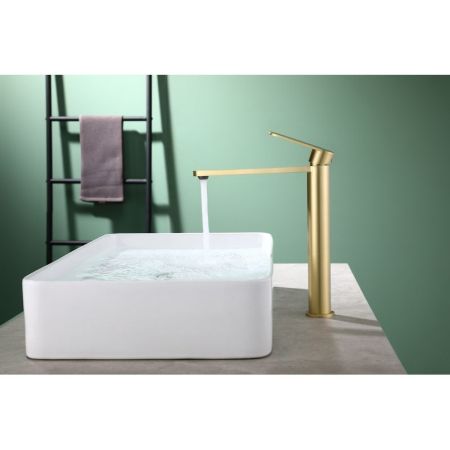 Смеситель для раковины высокий Raglo R10.15.03, золотой сатин