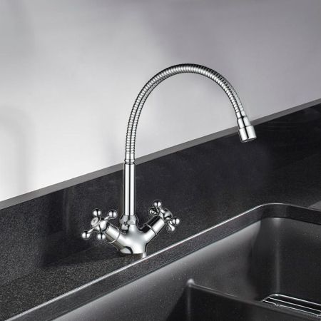 Смеситель для кухни с гибким изливом WesnaArt RASSVET, RAS02-180, хром, артикул RAS02-180