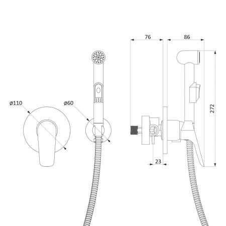 777510001 Jupiter, смеситель монтируемый в стену с гиг. душем, хром, артикул 777510001