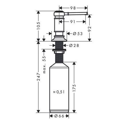 AX Montreux Дозатор для жидкого мыла, встраиваемый, 500мл, материал: металл, цвет: под сталь, артикул 42018800