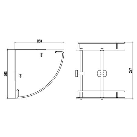 Полка угловая стеклянная Savol S-099322, хром, артикул S-099322